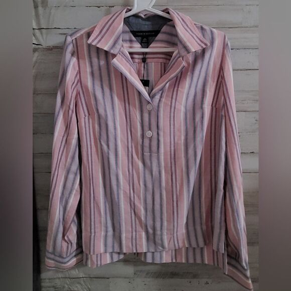 Tommy Hilfiger Women’s Striped Button Down Shirt - XS - Pink Blue White - Picture 1 of 4